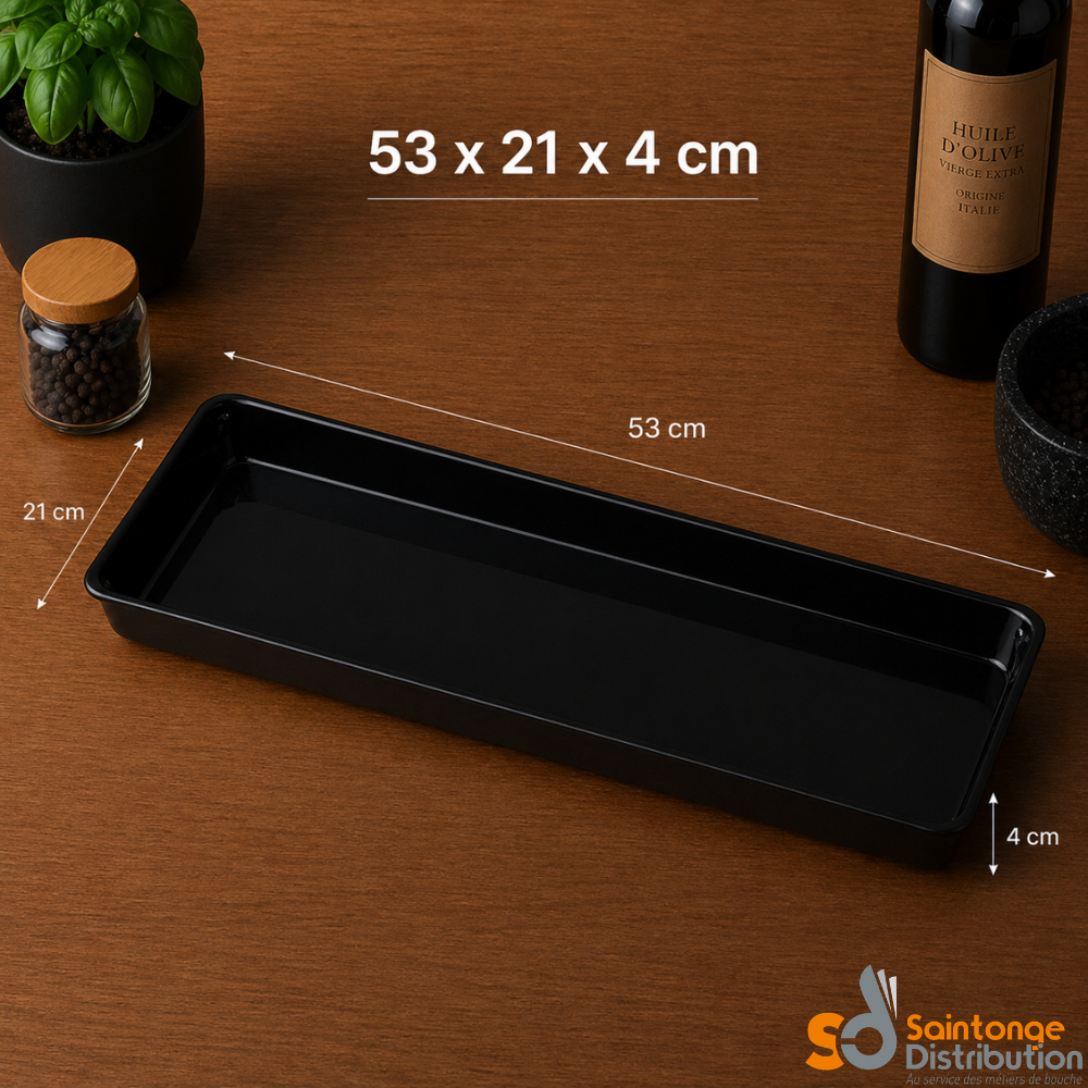 Saintonge Distribution plat glacière noir 53x21x4 cm PMMA