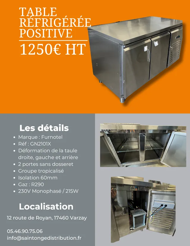 Furnotel GN2101X table réfrigérée positive 2 portes