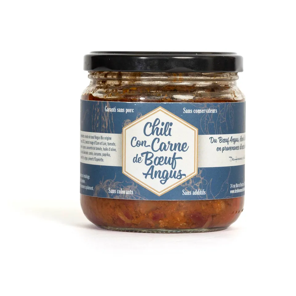 Des Hommes et des Bœufs Chili con carne bœuf Angus 375 g épicé