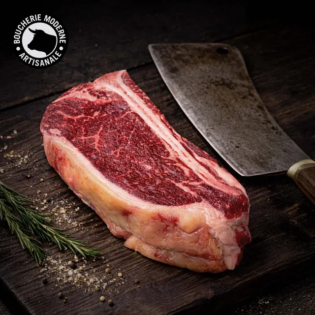 Boucherie Moderne L-Bone Longhorn Maturé bœuf 600g persillé