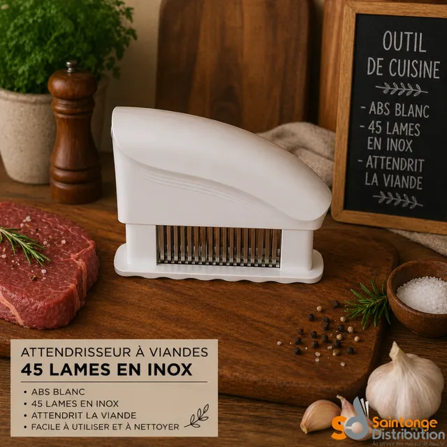 Saintonge Distribution Consommables Attendrisseur viande 45 lames inox blanc