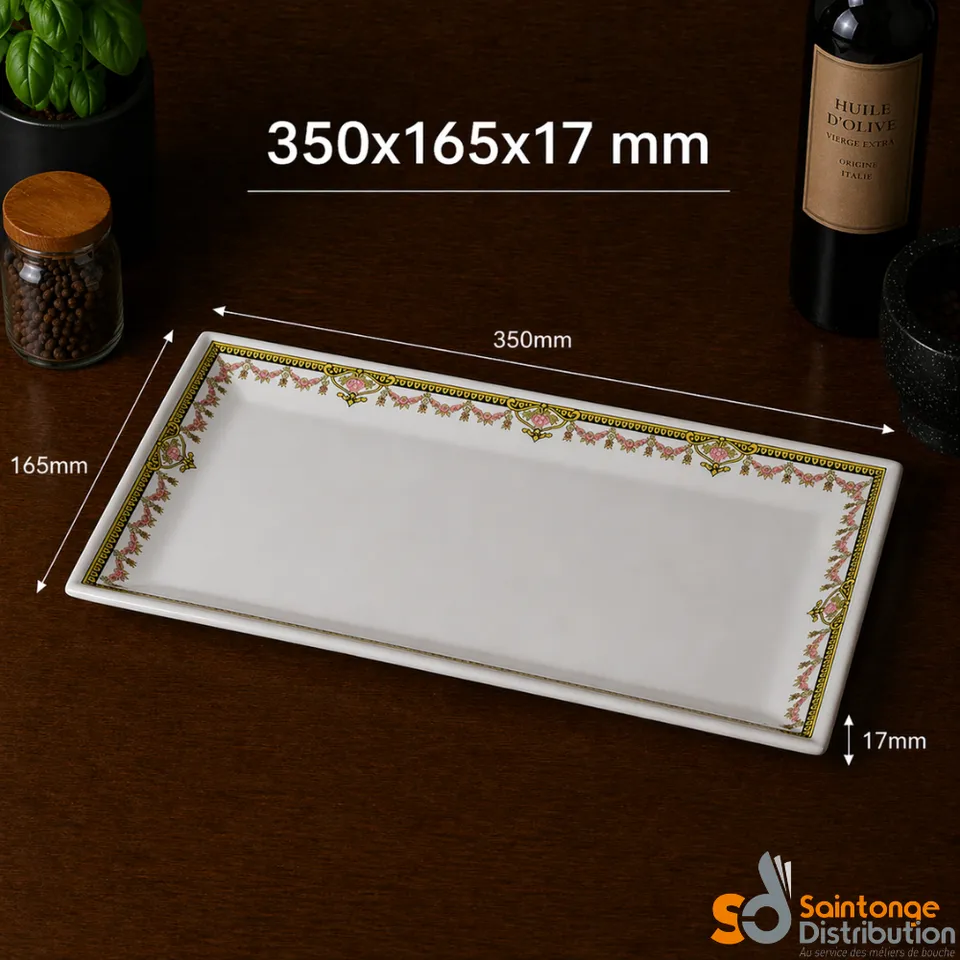 Corelli Pompadour 752 plat 35x16,5x1,7 cm blanc liserés