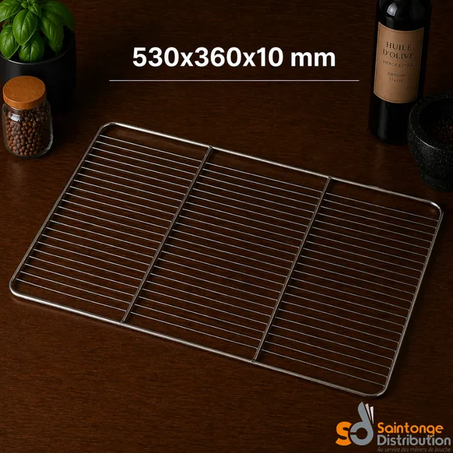 Saintonge Distribution Matériel 530x360x10mm grille inox bords relevés