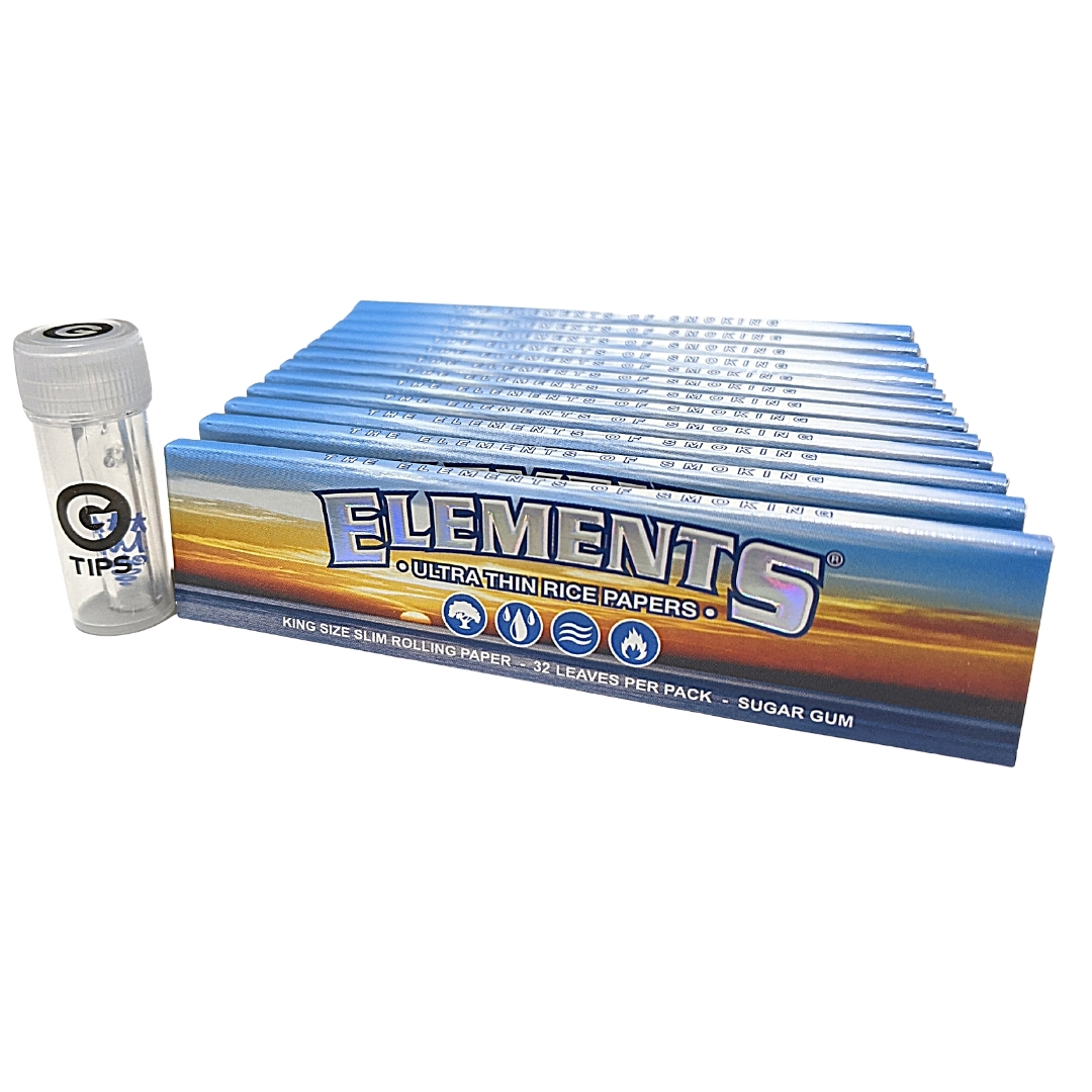 Elements King Size Slim feuilles à rouler lot 12 + G Tip