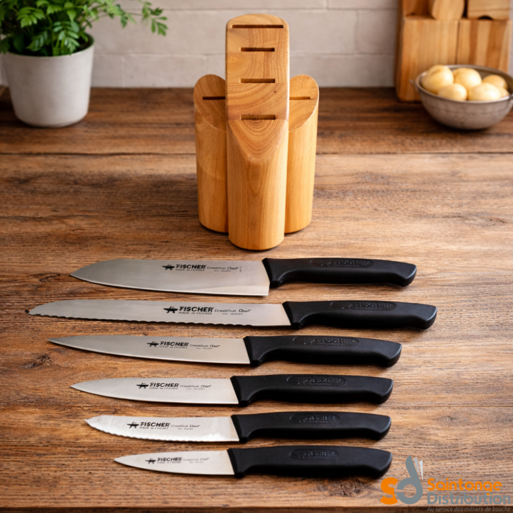 Fischer Creative Chef Bloc bois 6 couteaux cuisine