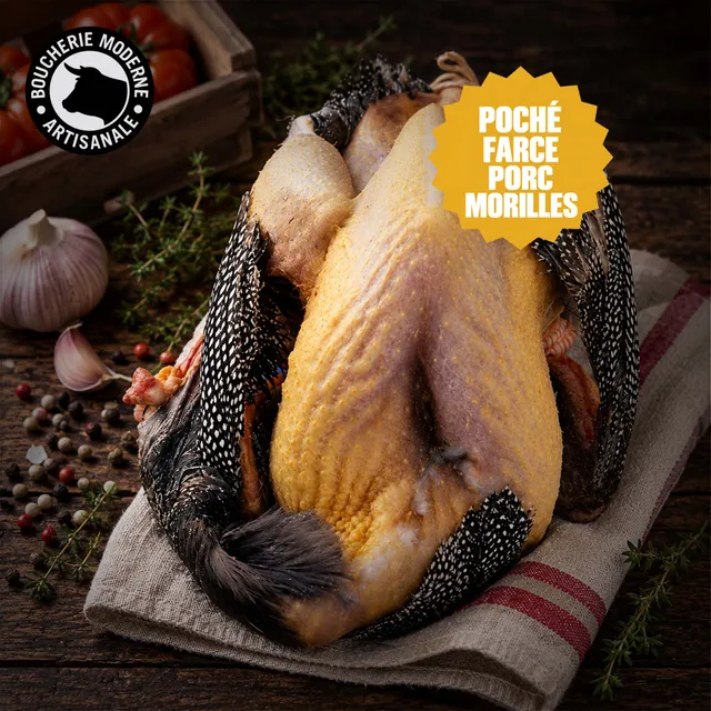 Boucherie Moderne VOLAILLE Pintade farce porc morilles pochée 1 pièce