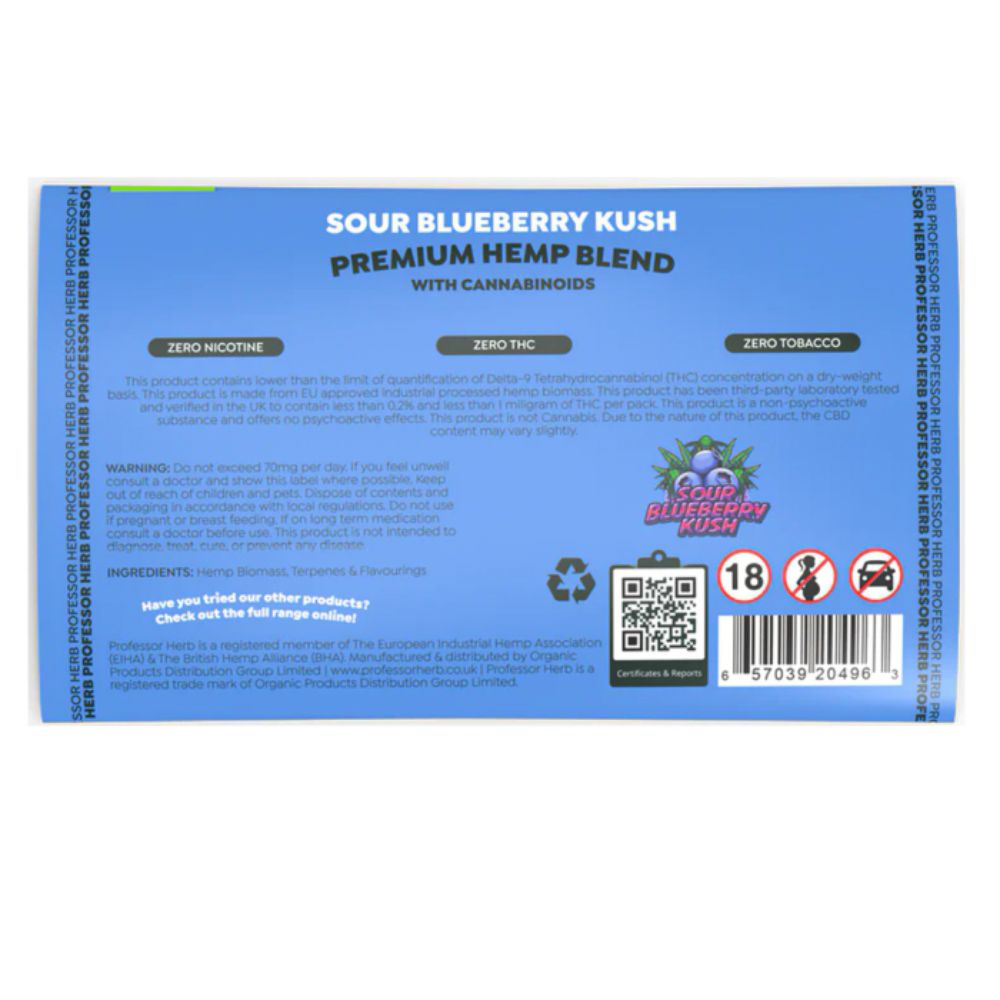 Professor Herb Sour Blueberry Kush fleur CBD 20g myrtille