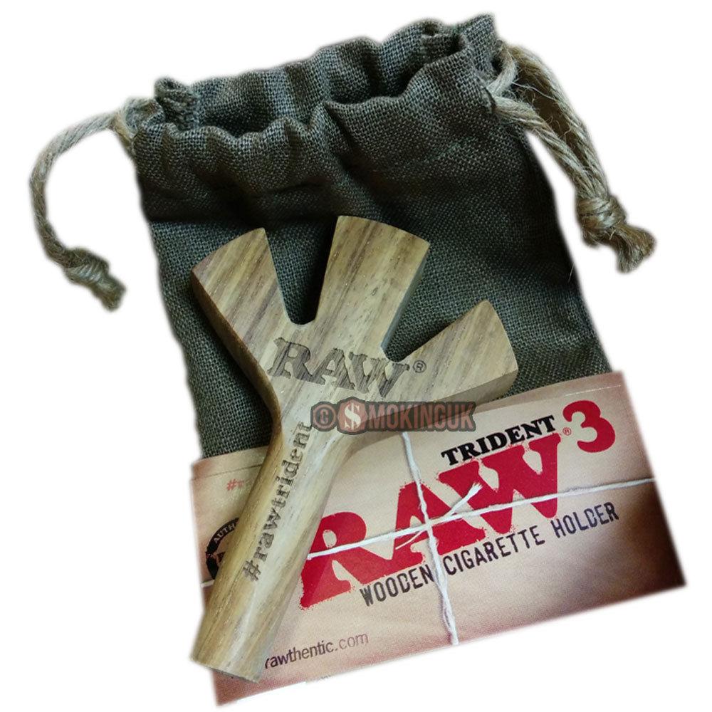 RAW Trident Porte Joint Bois Triple + Pochette Chanvre
