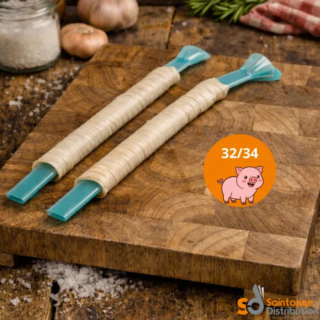 Saintonge Boyaux menus de porc 32/34 sur gaine