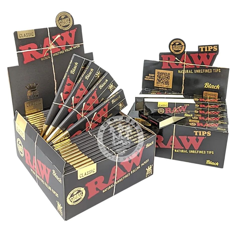 RAW Black King Size Slim feuilles à rouler + filtres chanvre