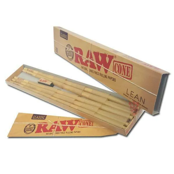 RAW Lean Classic cônes pré-roulés kingsize boîte 20 non blanchis