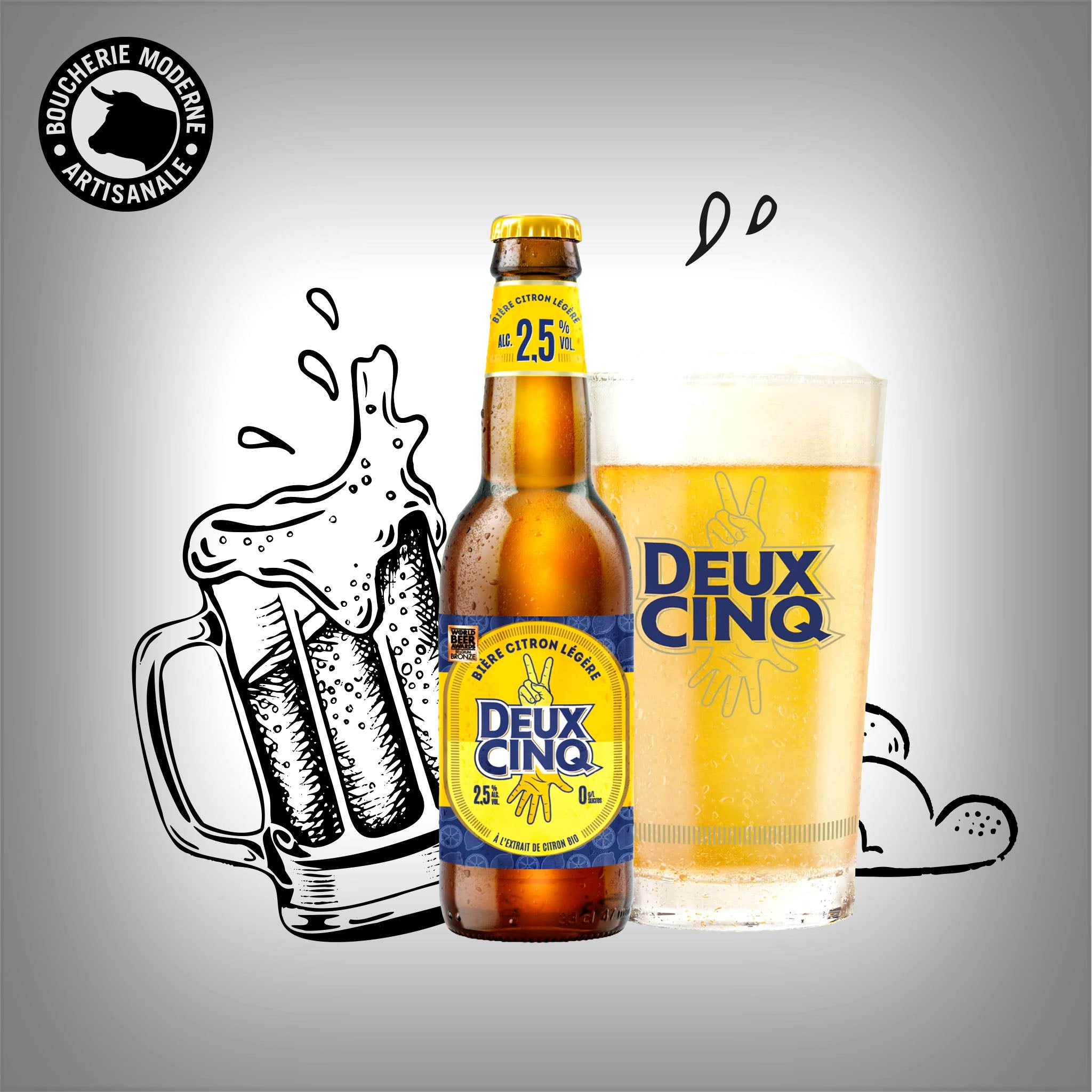 Boucherie Moderne Bières Deux-Cinq La Citron 33cl 2,5%