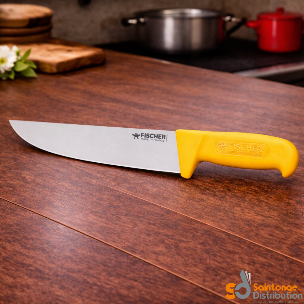 Fischer Bargoin Couteau de Boucher 25 cm manche jaune