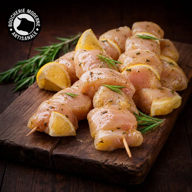 Boucherie Moderne VOLAILLE Brochette poulet thym citron 220g grill