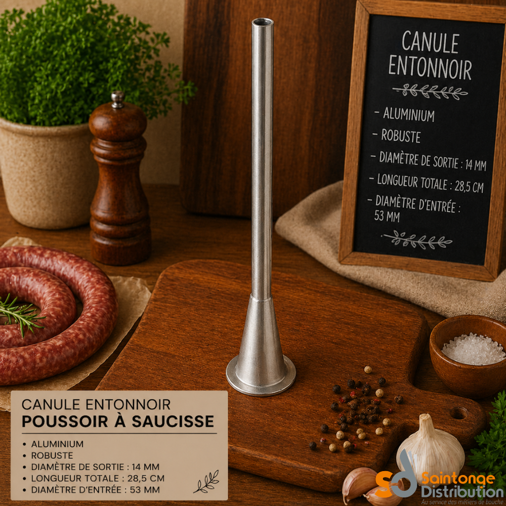 Saintonge Distribution canule inox 14 mm poussoir saucisse