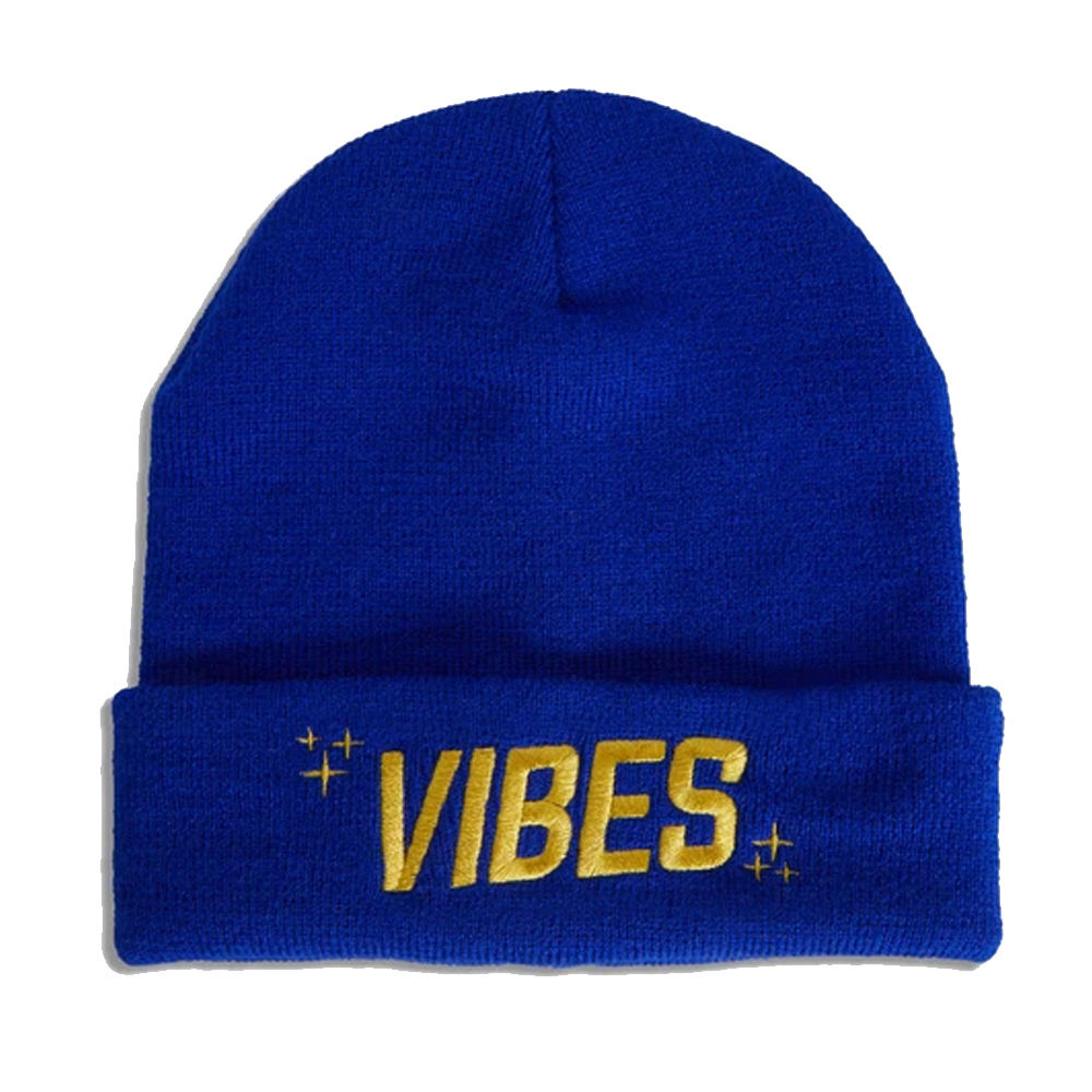 Vibes Beanie bonnet noir brodé logo or