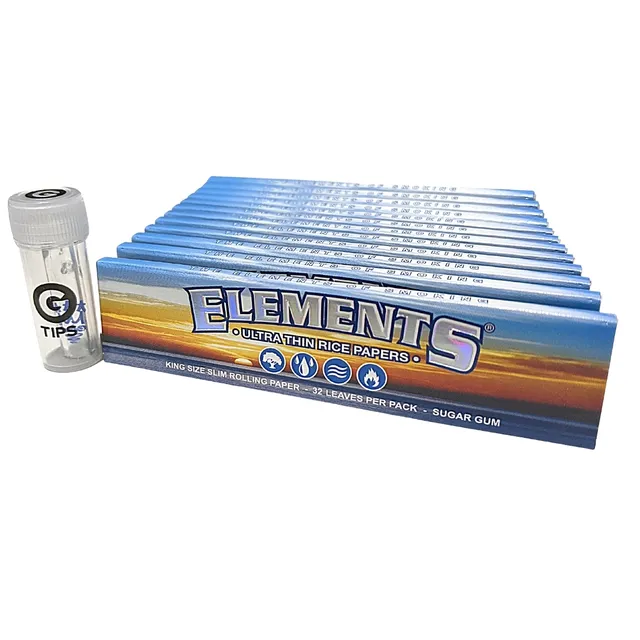 Elements King Size Slim feuilles à rouler lot 12 + G Tip