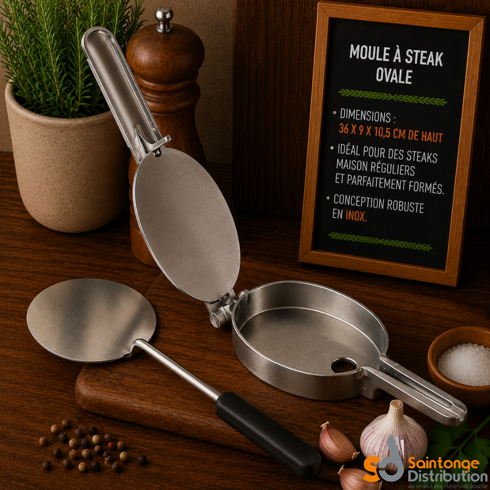 New Steack moule à steak haché ovale 150 g inox