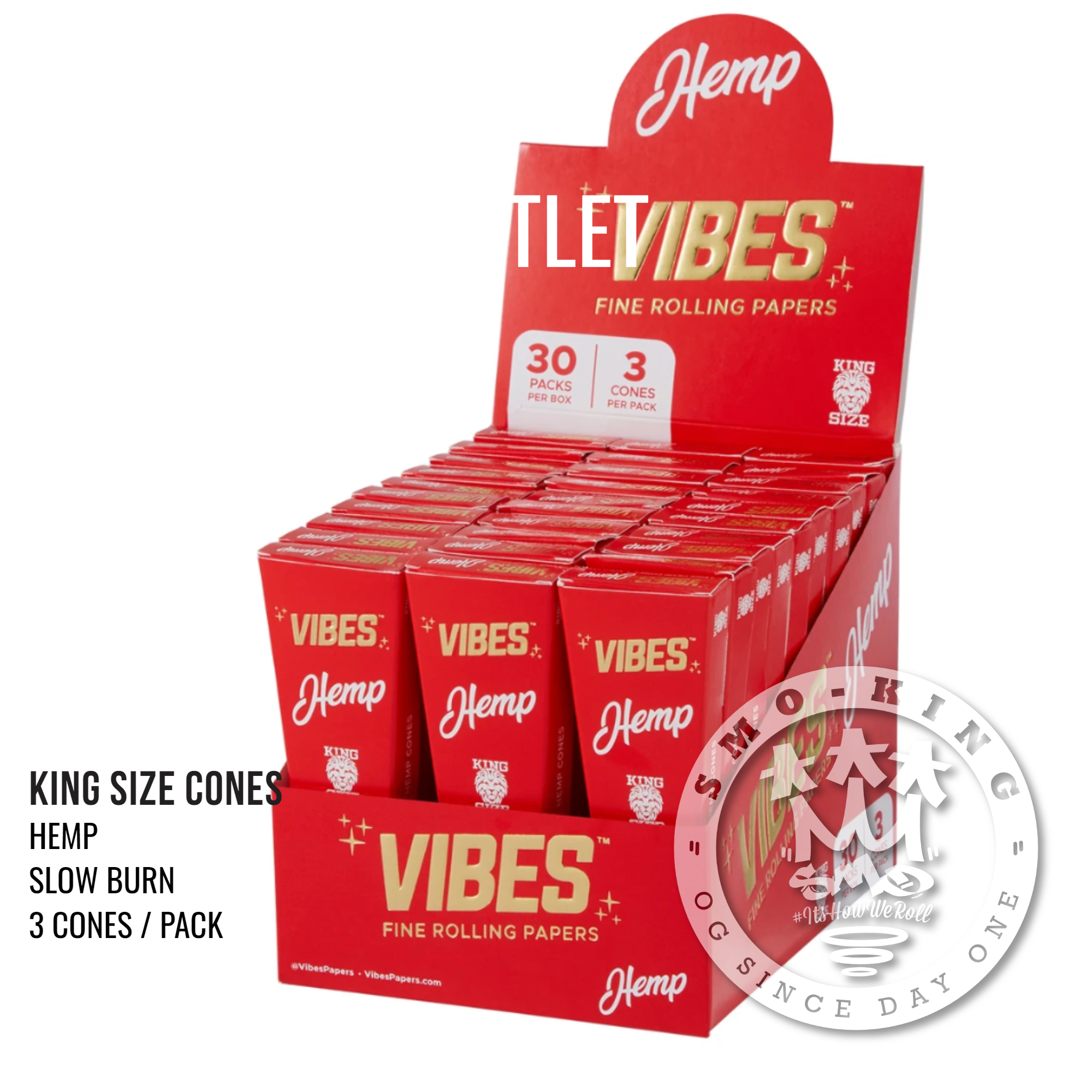 Vibes Hemp cônes pré-roulés chanvre King Size rouge