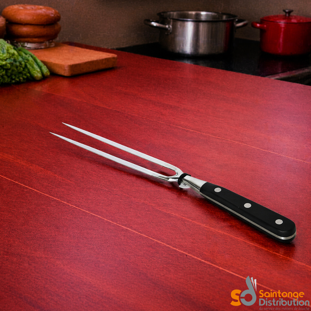 Fourchette chef forgée 32 cm 2 dents inox