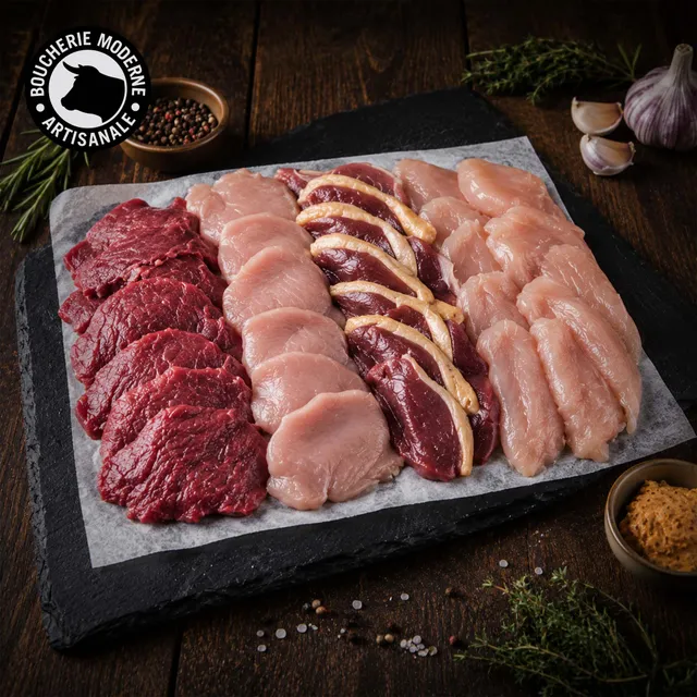 Boucherie Moderne Bœuf Pierrade mixte viande 1kg tendre