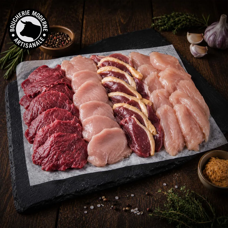 Boucherie Moderne Bœuf Pierrade mixte viande 1kg tendre