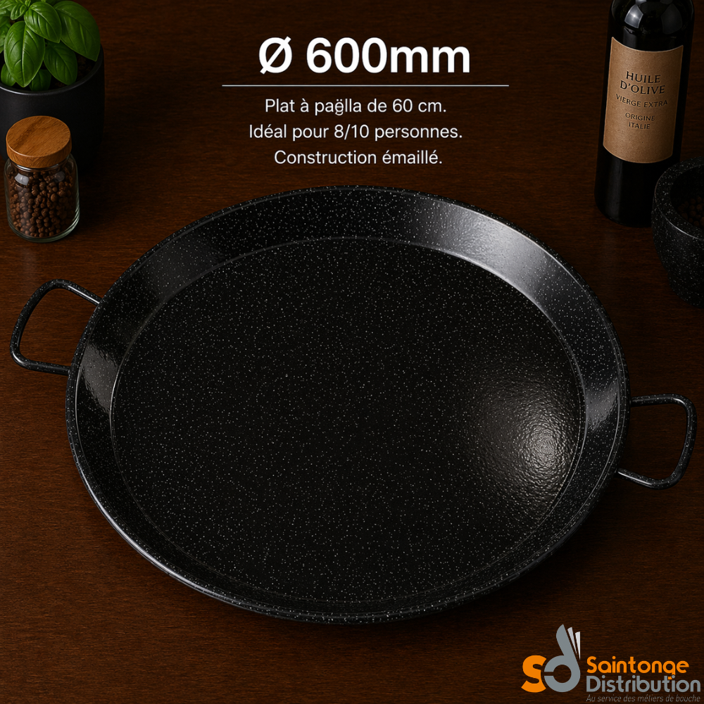 Saintonge Matériel Plat Paëlla 60 cm Acier Émaillé 8-10 pers.