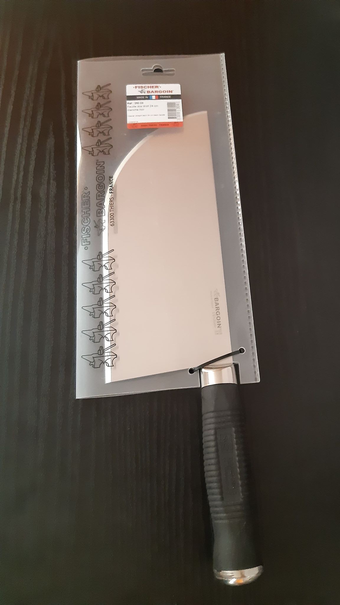 Saintonge Distribution Feuille à dos droit 24 cm inox boucher