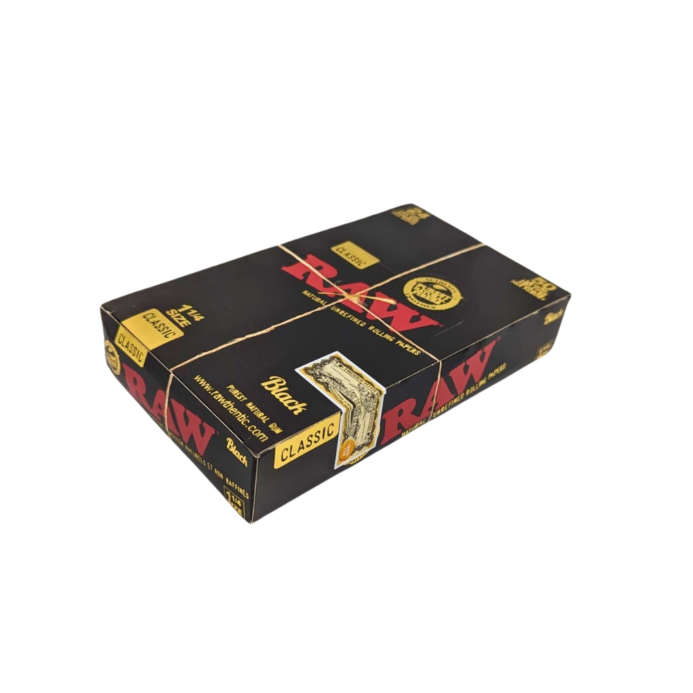 RAW Black 1 1/4 feuilles à rouler ultra-fines double pressage