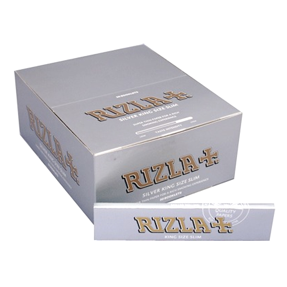 Rizla Silver King Size Slim feuilles à rouler boîte 50