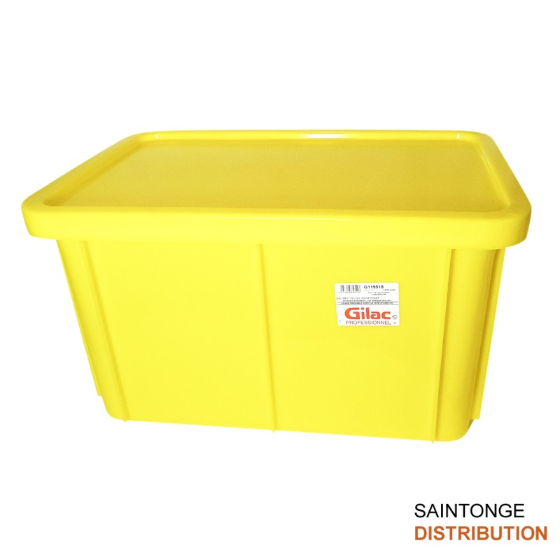 Saintonge Matériel Bac Gilac jaune 55 L couvercle