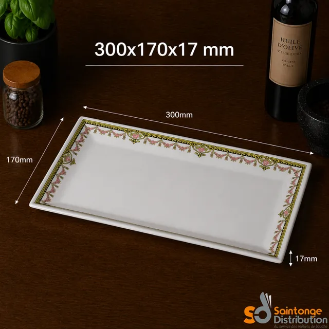 Saintonge Distribution Plat Corelli Pompadour 751 30x17cm mélamine