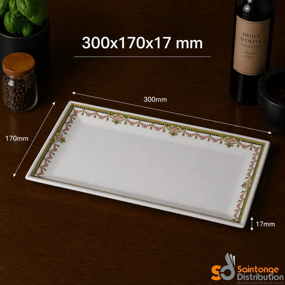 Saintonge Distribution Plat Corelli Pompadour 751 30x17cm mélamine