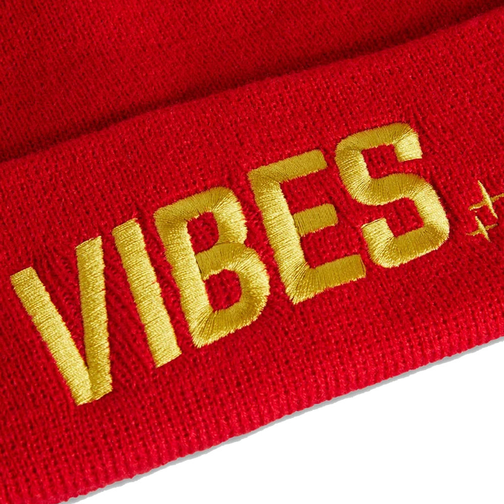 Vibes Beanie bonnet noir brodé logo or