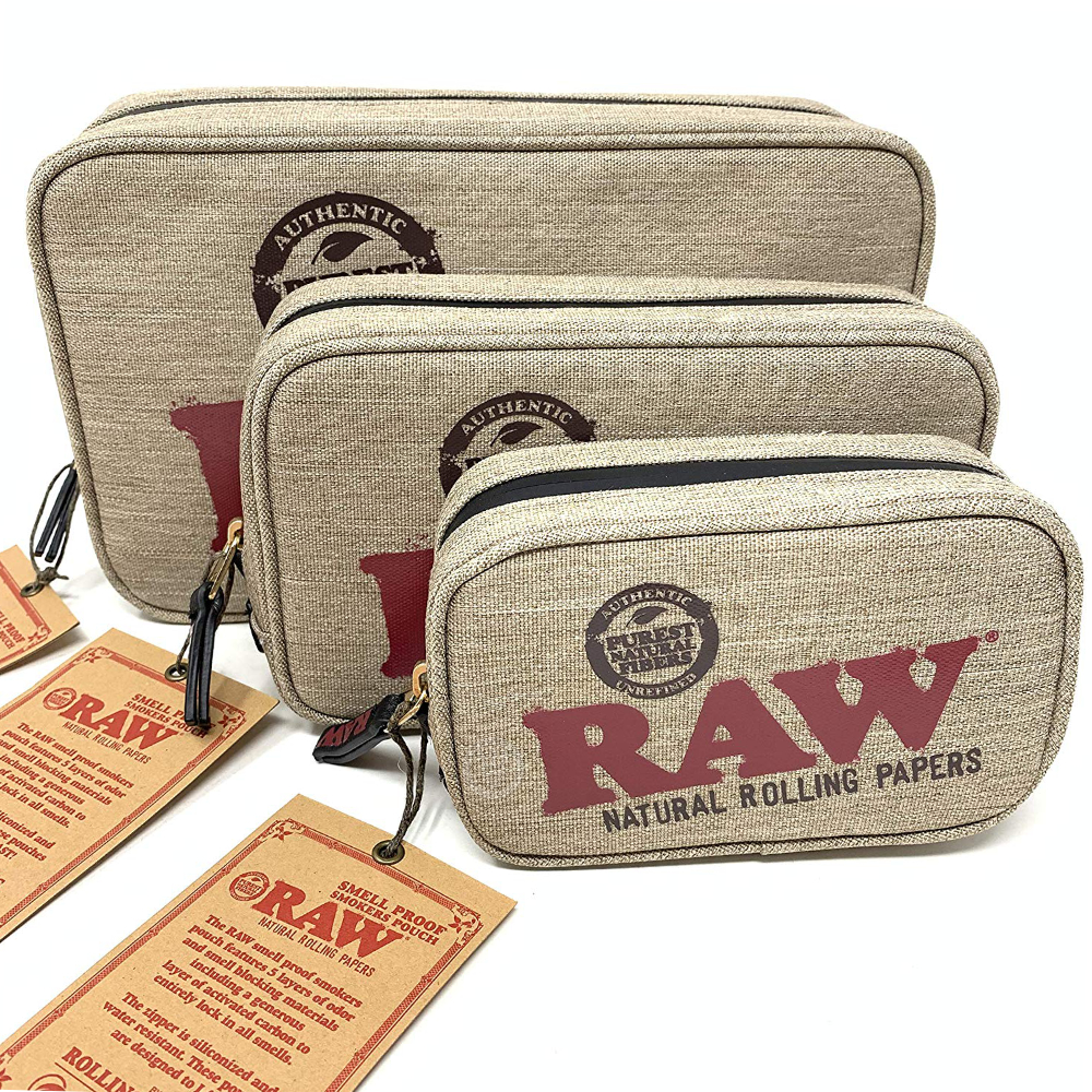 Smo King x RAW Pochette anti-odeur beige Weekender + feuilles