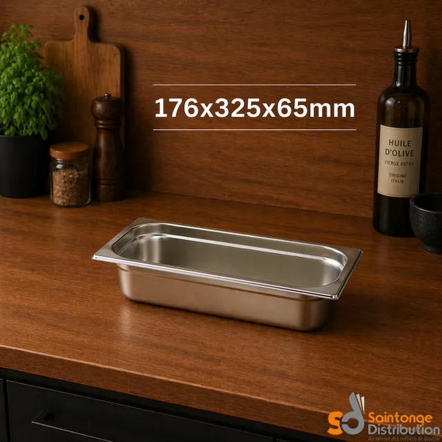 Saintonge Distribution Matériel Bac gastro GN1/3 inox 176x325x65 mm 2,5 L