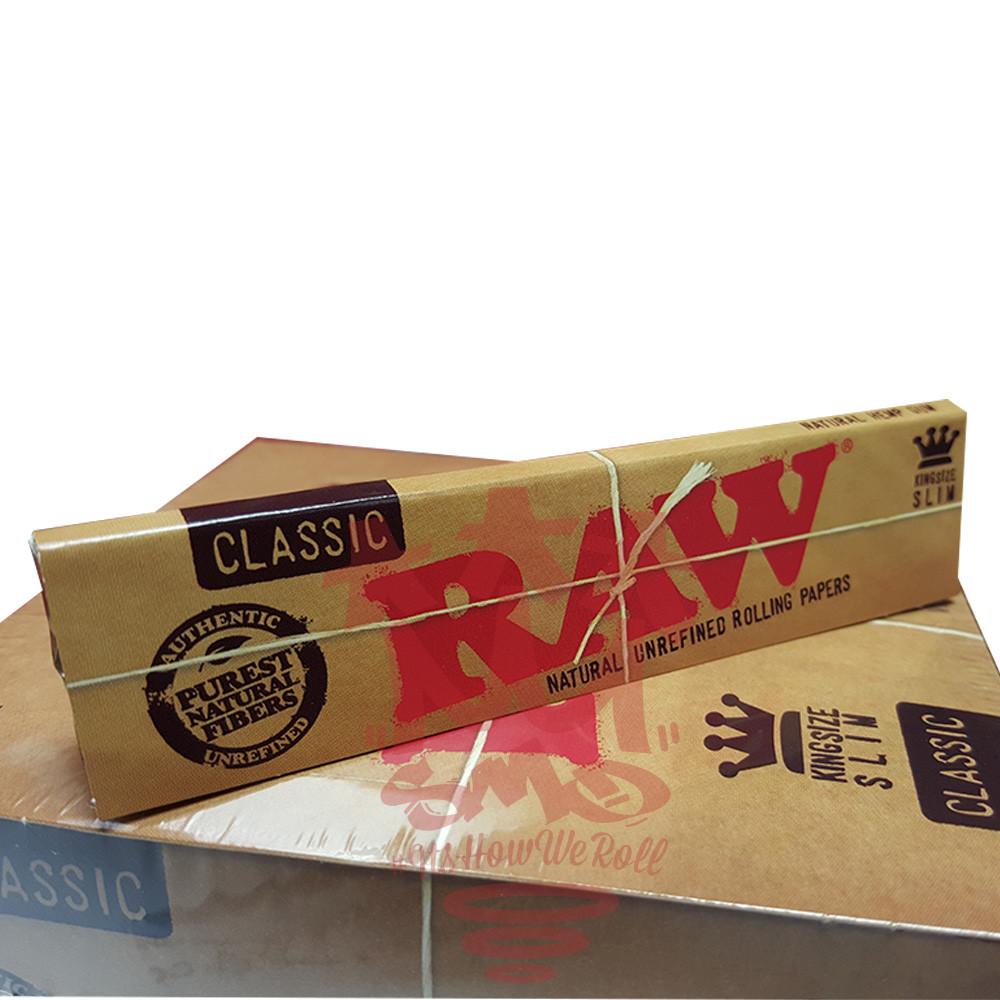 RAW Classic King Size Slim feuilles à rouler chanvre boîte 50
