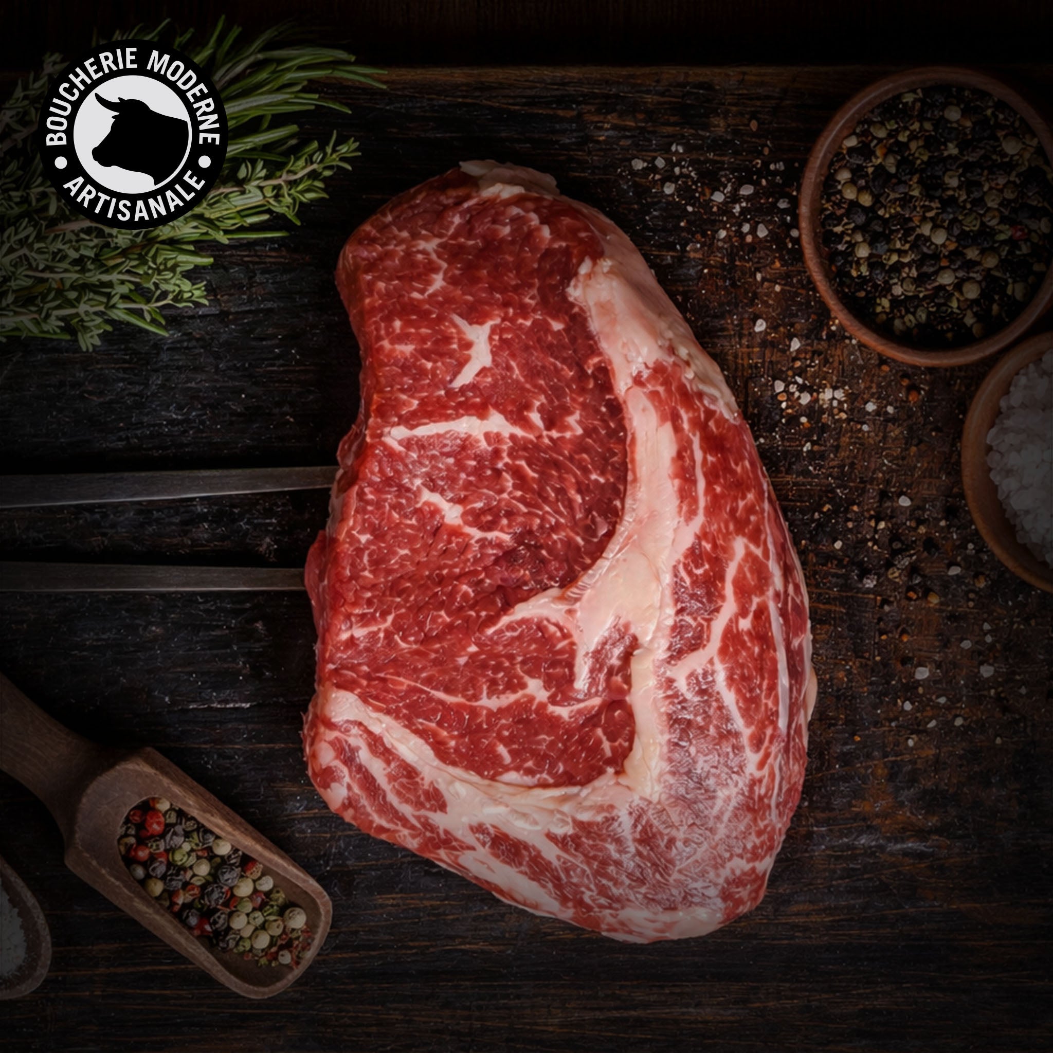 Boucherie Moderne Bœuf Entrecôte Irlandaise Maturée 600g persillée