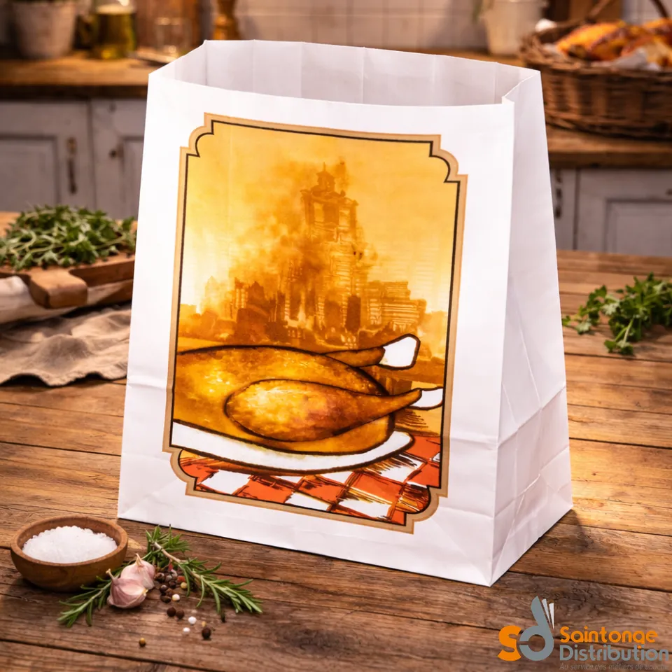 Saintonge Distribution sac poulet rôti 200+70x350 carton 500