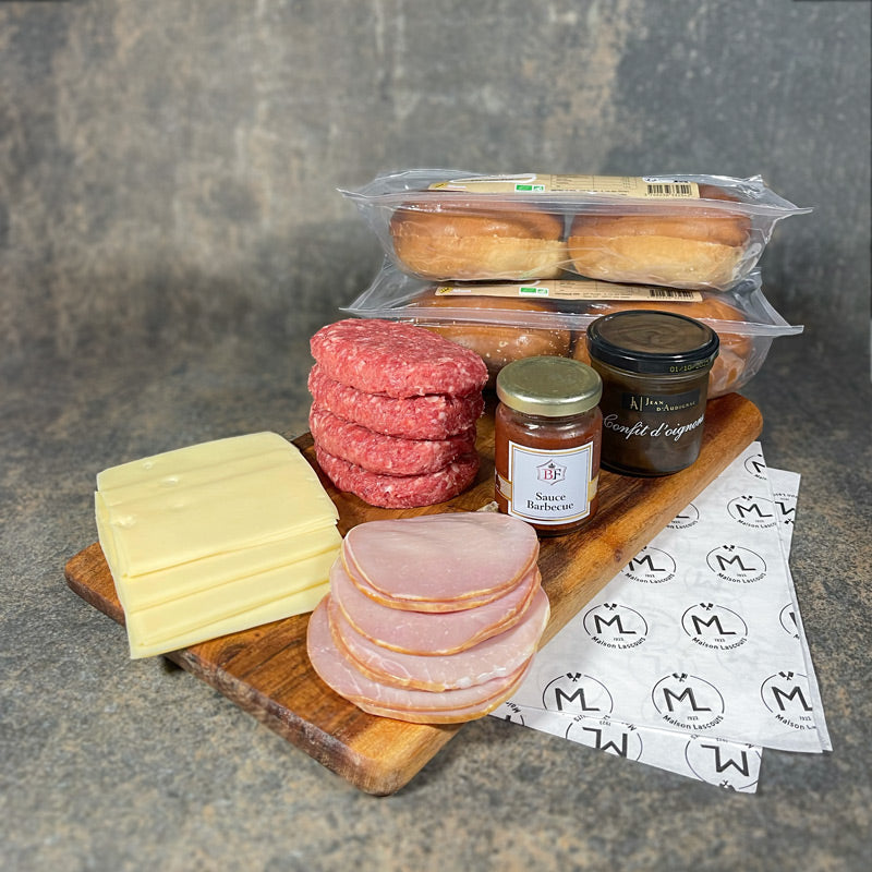 Maison Lascours Kit à Burger coffret 4 personnes bœuf brioché