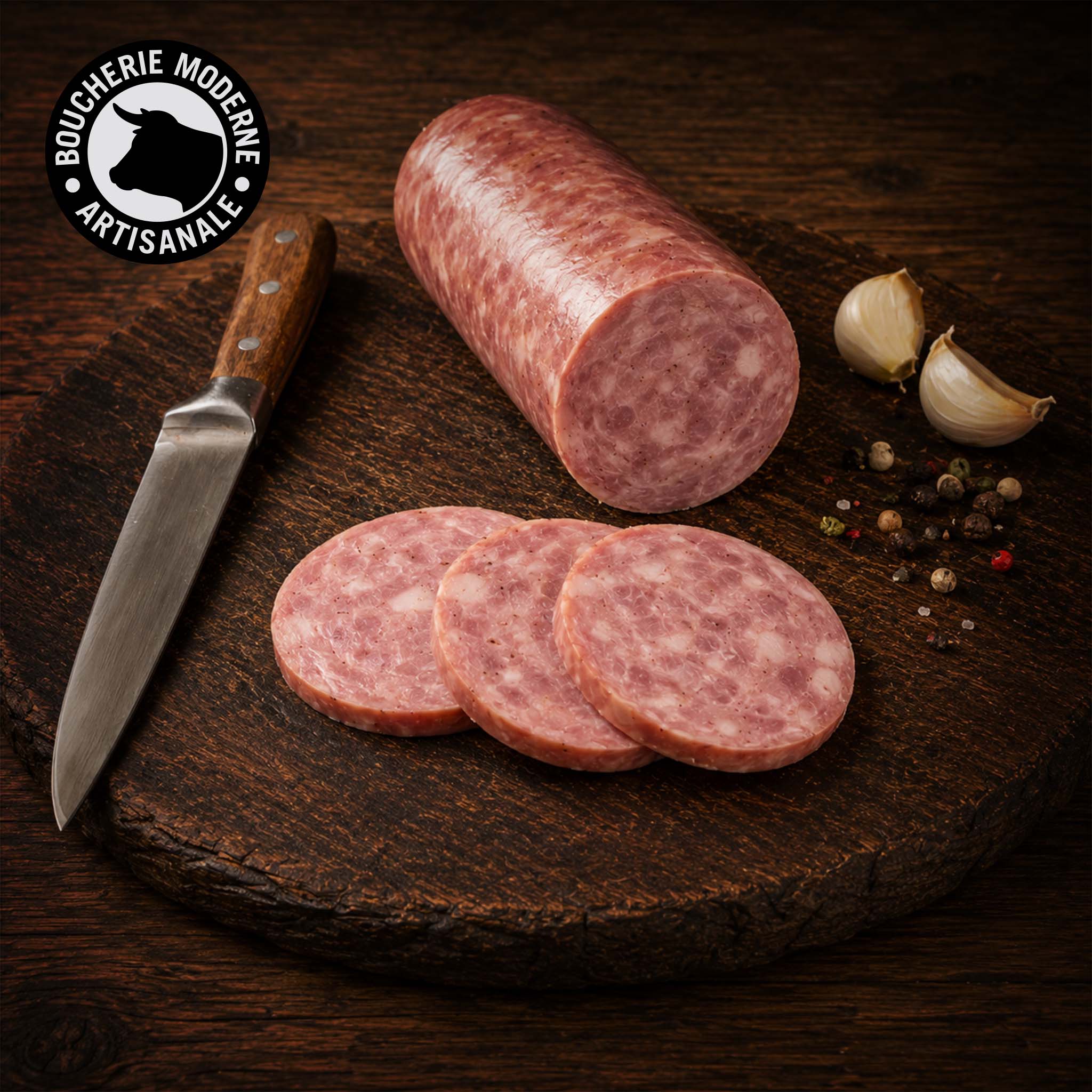 Boucherie Moderne Charcut’ Saucisson ail tranché 200g porc français