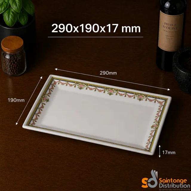 Saintonge Distribution Matériel Plat Corelli Pompadour 753 mélamine 29x19cm blanc