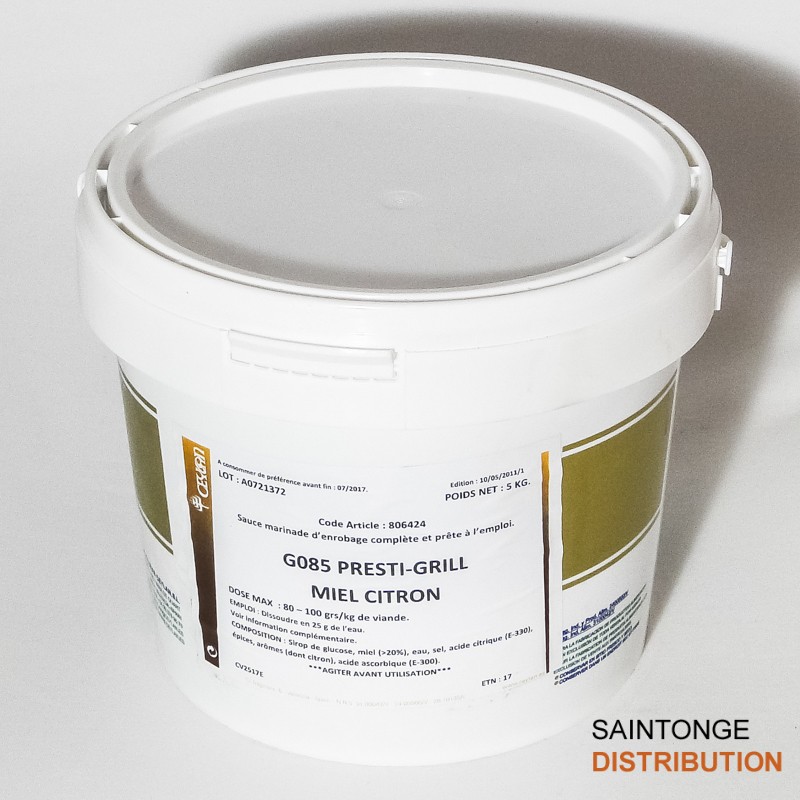 Saintonge Distribution Presti’Grill Miel Citron marinade seau 5 kg