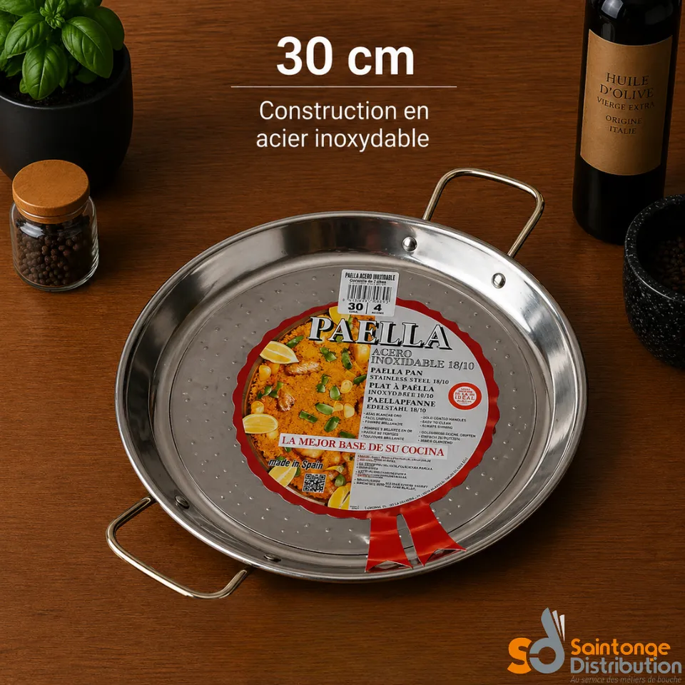 Saintonge Matériel Plat à Paëlla inox 30cm 4 personnes