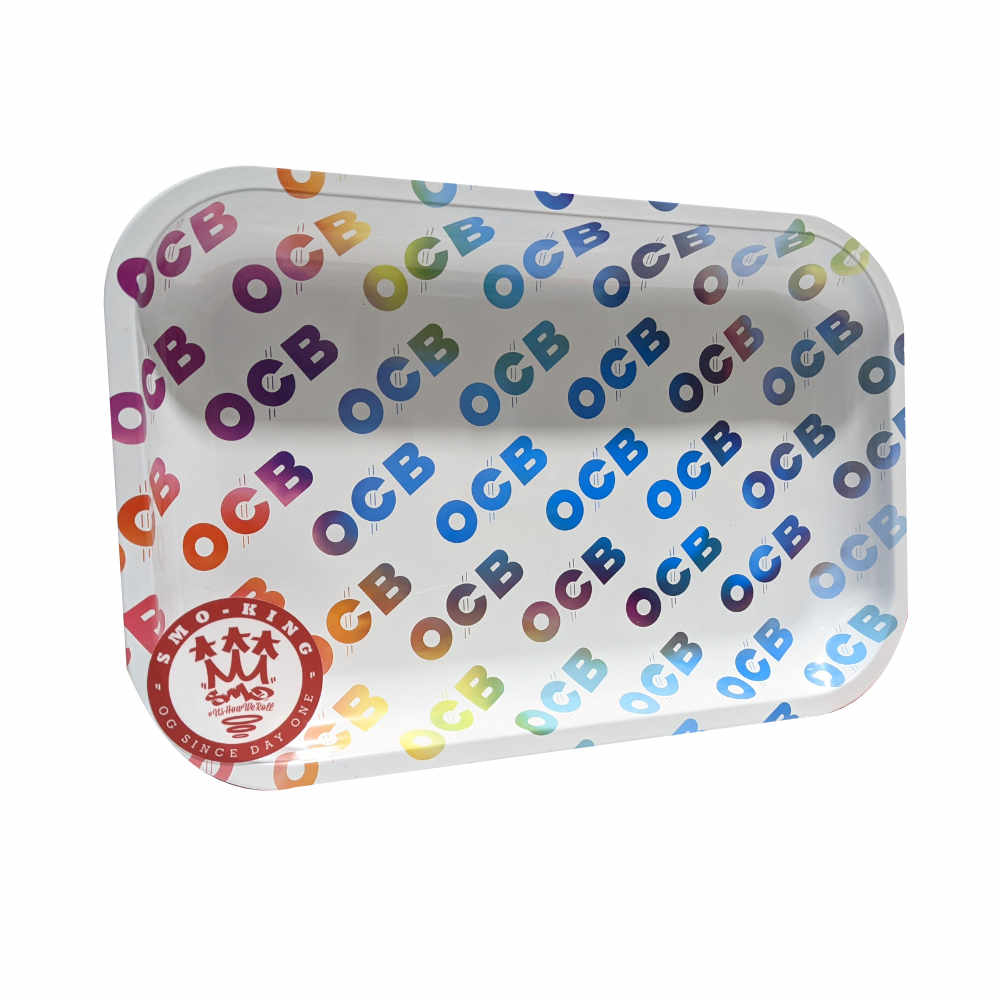OCB Plateau à rouler métal blanc logo couleur Medium 29 cm