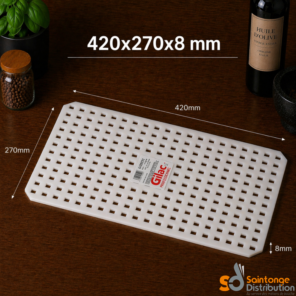 Gilac Grille pour bac 8L blanc 420x270 mm PEHD