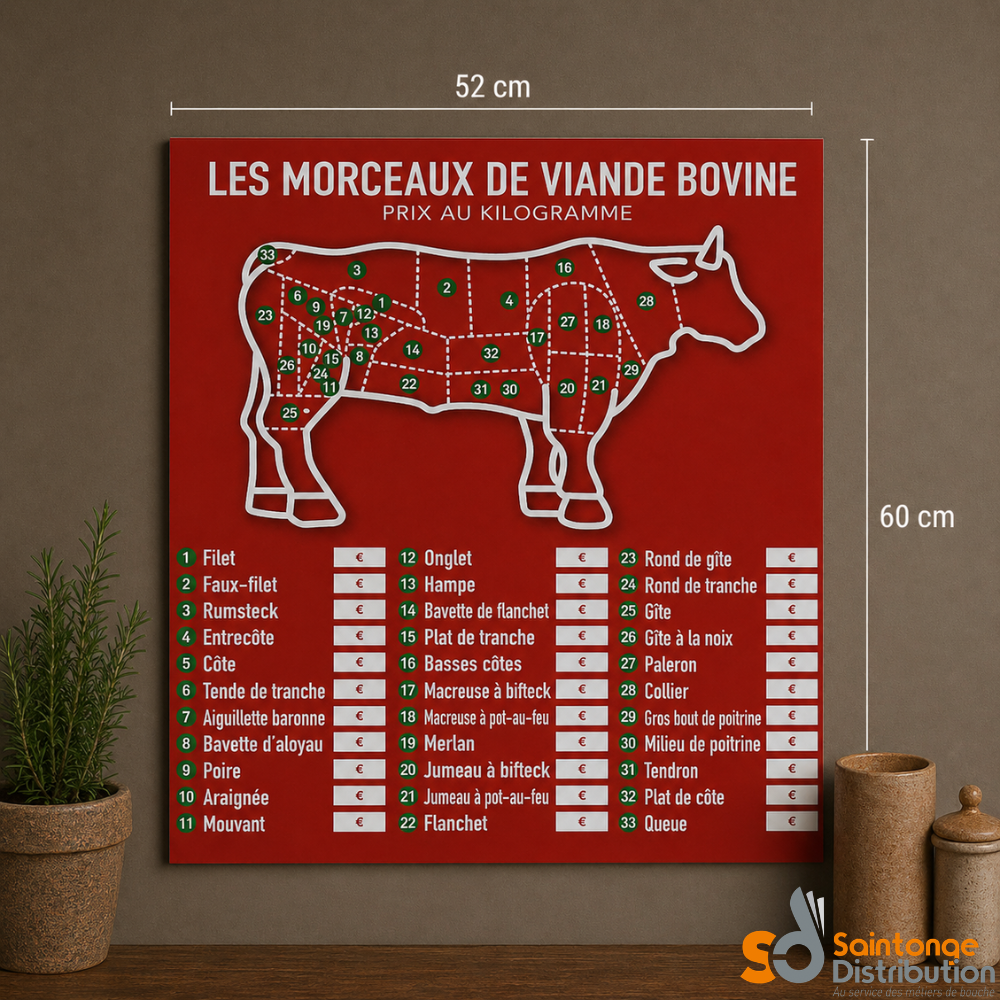 Saintonge Presto panneau viande bovine 52x60 cm