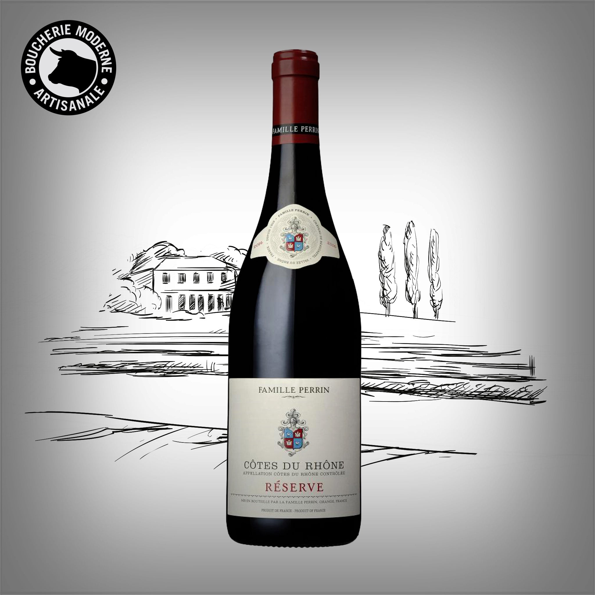 Boucherie Moderne Vin Perrin Réserve rouge Côtes-du-Rhône 75cl
