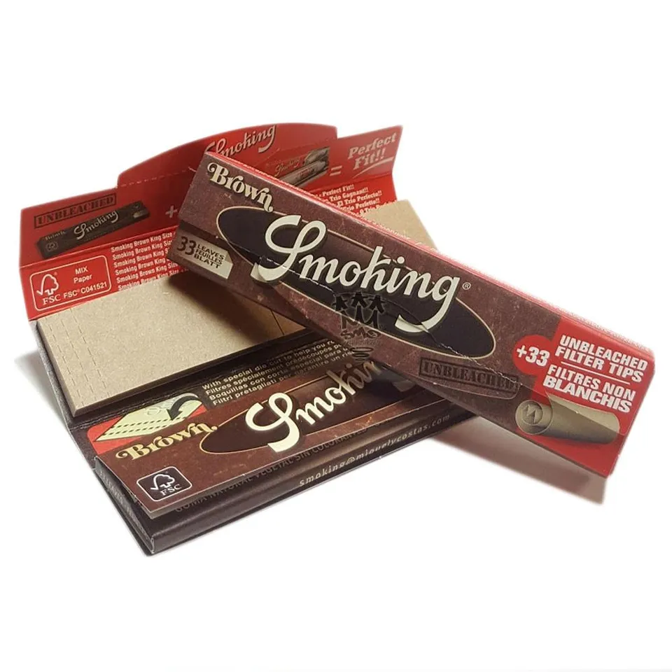 Smoking Brown feuilles king size slim + tips non blanchies