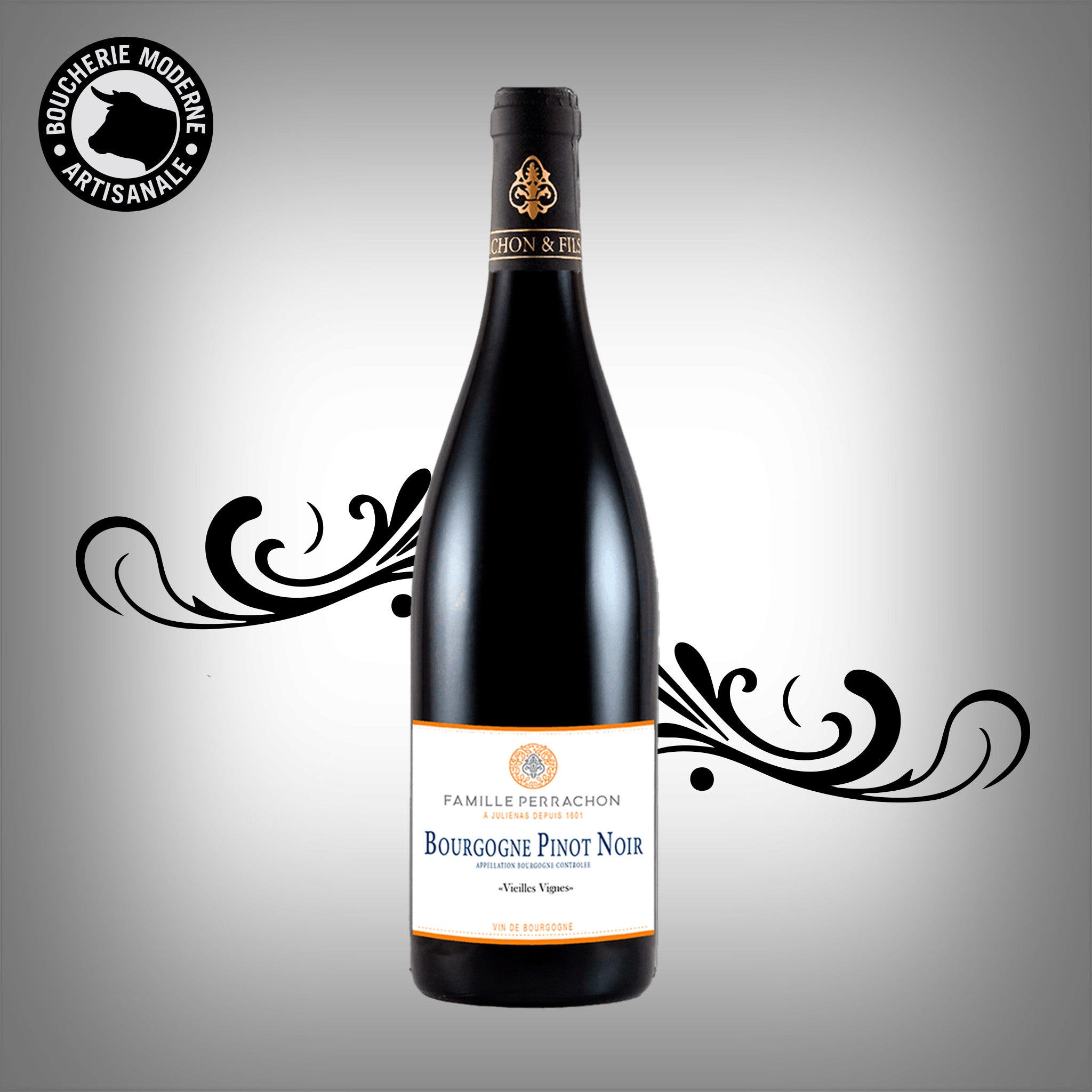 Boucherie Moderne VIN Bourgogne Pinot Noir Perrachon vin 75cl